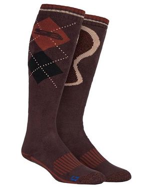 Storm Bloc Extra Long Knee High Cotton Rich Patterned Wellington Boot Socks - Red