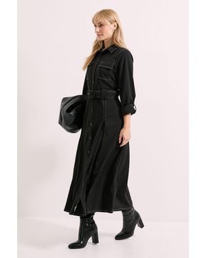 PRINCIPLES Stitch Belted Utility Dress - Black