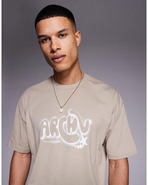 ASOS Boxy Oversized Graphic Tee With Text - Grey