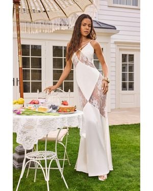Boohoo Satin & Lace Mix Panelled Maxi Dress - Green