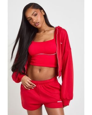 Boohoo Sports Club Embroidered Zip Though Hoodie