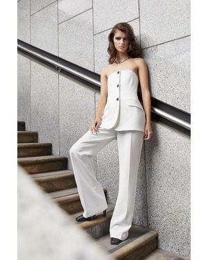 Karen Millen Compact Stretch Tailored Button Bodice Jumpsuit - Grey