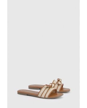 Boohoo Contrast Bow Detail Sliders - Natural