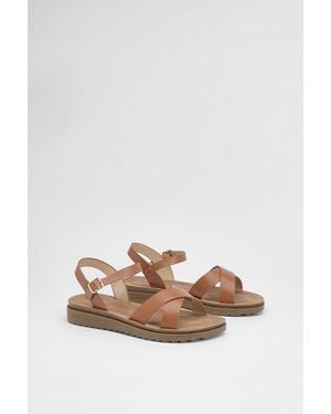 Good for the Sole Florinda Cross Strap Comfort Wedge Sandals - Natural