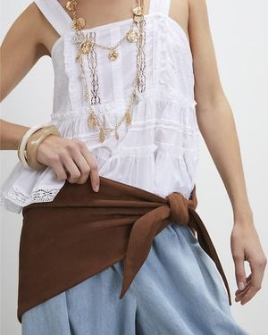 River Island Scarf Faux Suede Multi Wear - White