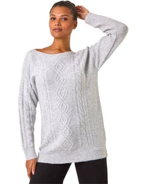 Roman Sequin Cable Knit Jumper - White