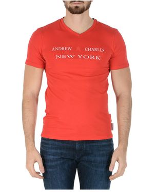 Andrew Charles by Andy Hilfiger T-Shirt Short Sleeves V-Neck Kenan - Red