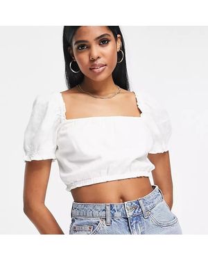 Abercrombie & Fitch Ruched Square Neck Top - White