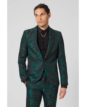 Twisted Tailor Gilmour Skinny Fit Floral Jacket - Green