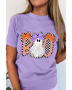 Azura Exchange Boo Ghost Graphic Short Sleeve Tee - Purple