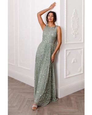 Quiz Sage Sequin Maxi Dress - Grey
