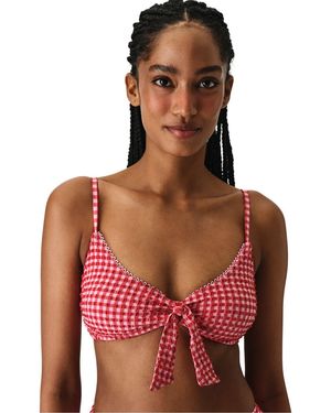 Penti Paulina Triangle Knotted Chequered Textured Bikini Top