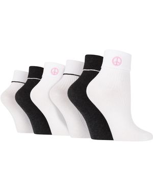Wildfeet 6 Pairs Ladies Lounge Turn Cuff Socks - Black