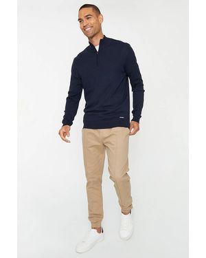 Threadbare Zip Neck Jumper - Blue