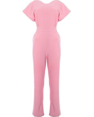 Closet Tie Back Cap Sleeve Jumpsuit - Pink