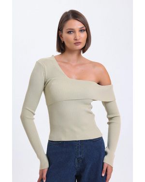 Hiccup One Shoulder Asymmetrical Jumper - Natural