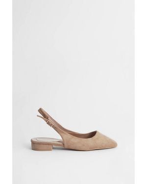 Oasis Millie Faux Metallic Leather Slingback Flat Shoes - White