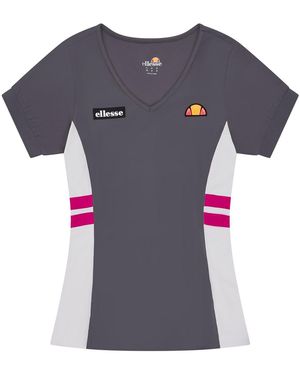 Ellesse Lowery V-Neck Short Sleeve Jersey T-Shirt - Grey