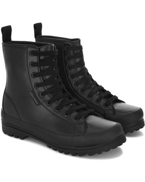 Superga Ladies 2643 Alpina Faux Leather Ankle Boots (Total) - Black