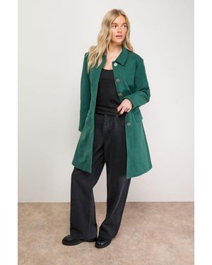 Oasis Faux Wool Button Through Dolly Coat - Green