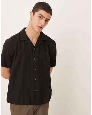 Abercrombie & Fitch Short Sleeve Linen Shirt - Black
