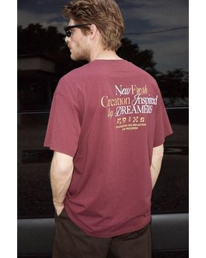 Grimelange Oversized Crew Neck Printed T-Shirt - Pink