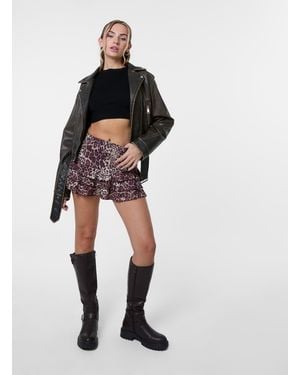 Pink Vanilla Tiered Leopard Ruffle Mini Skirt - Multicolour