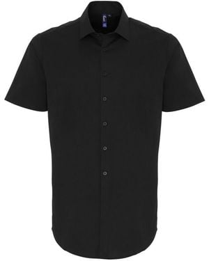 PREMIER Stretch Fit Poplin Short Sleeve Shirt - Black