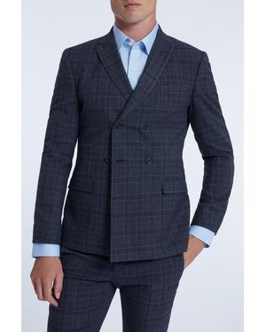Limehaus Charcoal Grindle Caramel Check Jacket - Blue