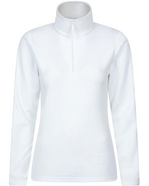 Mountain Warehouse 'Camber' Striped Fleece Top Half Zip Quick Dry Breathable Jumper - White