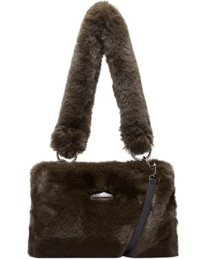 Claudia Canova Faux Fur Cross Body Shoulder Bag - Green
