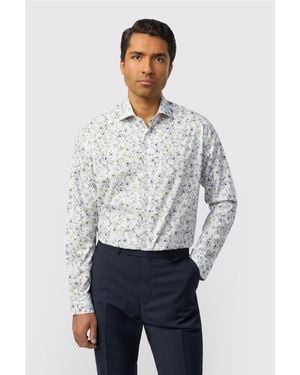Alexandre Silver Label Long Sleeve Floral Tailored Formal Shirt - Grey