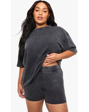 Boohoo Plus Acid Wash Cycling Short - Grey