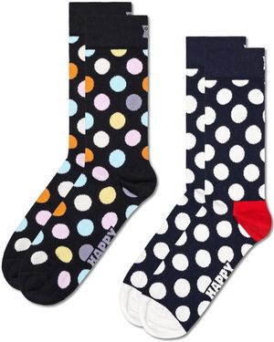 Happy Socks 2 Pack Classic Big Dot Crew - Blue