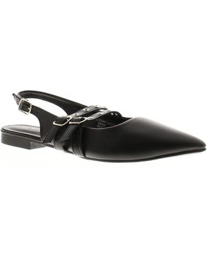Platino Flat Shoes Ferne Buckle - Black
