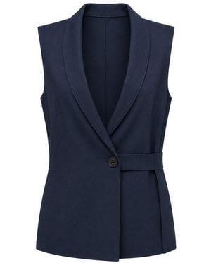 MixRay Belted Cotton-Linen Waistcoat - Blue