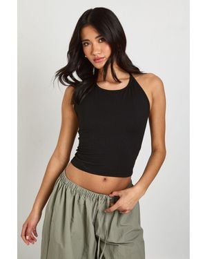 Boohoo Tie Back Halterneck Vest - Black