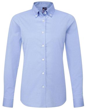 PREMIER Ladies Supreme Oxford Long-Sleeved Shirt Oxford) - Blue