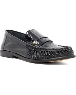 Dune Grisella Leather Slip On Ruched Toe Loafers - Grey