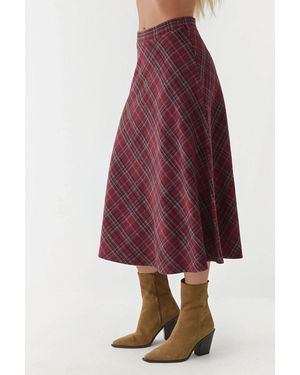 Hiccup Maxi A-Line Skirt With Zipper Closure - Red