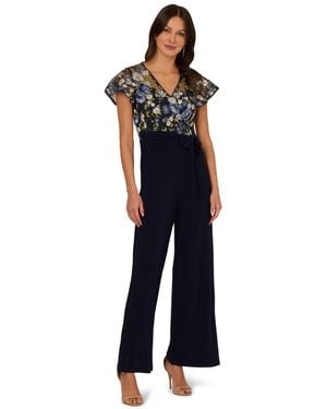 Adrianna Papell Embroidered Combo Jumpsuit - Blue