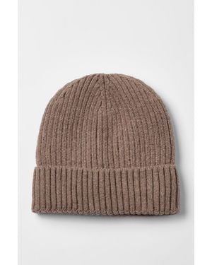 MAINE Camel Fleece Lined Beanie Hat - Brown
