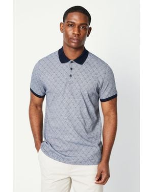 MAINE Diamond Jacquard Polo - Blue