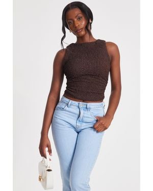 Quiz Textured Mesh Top - Blue