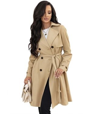 Azura Exchange Trench Coat Belted Classic - Natural