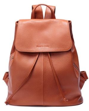 Woodland Leathers Leather Medium Size Ruck Sack 12.0" Flap Over Carry Handle Adjustable Straps - Natural