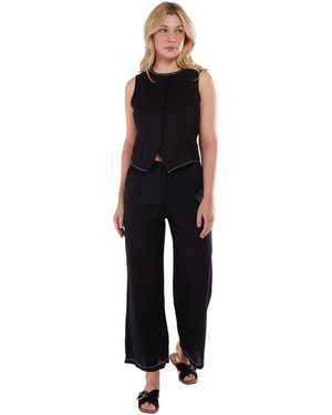 Gini London Contrast Embroidery Stitch Detail Trouser - Black
