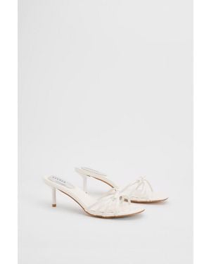 Oasis Karla Faux Leather Bow Detail Medium Stiletto Heel Mules - Natural