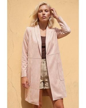 Roman Petite Faux Suede Pocket Jacket - Natural