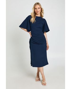 Boohoo Petite Cape Drape Detail Midaxi T-Shirt Dress - Blue